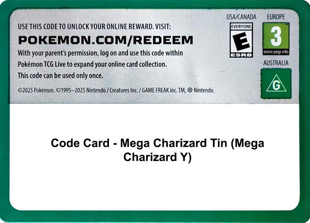 Code Card Mega Charizard Tin Mega Charizard Y  (Miscellaneous Cards & Products)  | Good Games Adelaide SA