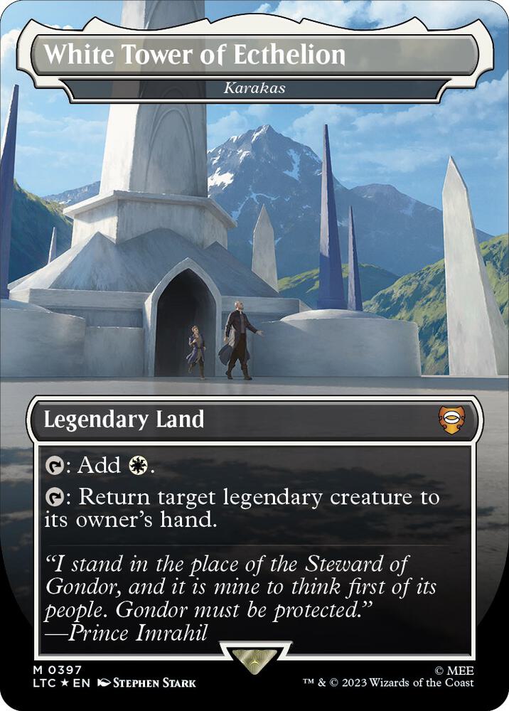 White Tower of Ecthelion Karakas 397 (Commander: The Lord of the Rings: Tales of Middle-earth)  - Borderless Surge Foil | Good Games Adelaide SA