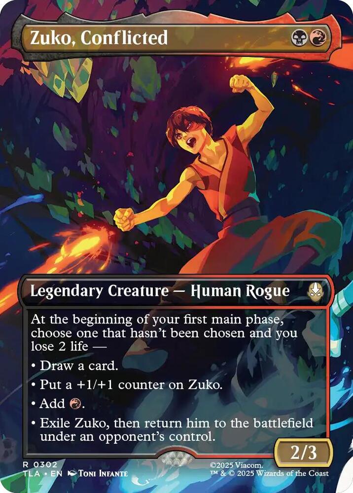 Zuko Conflicted Borderless 302 (Avatar: The Last Airbender)  - Foil | Good Games Adelaide SA