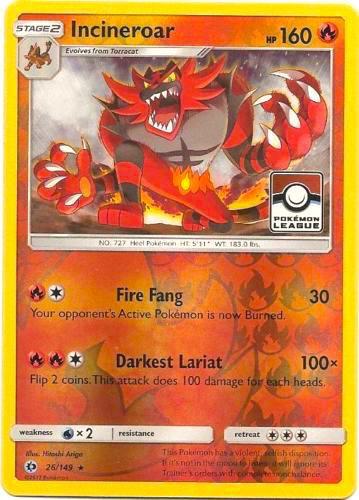 Incineroar 26 149 Pokemon League 026/149 (League & Championship Cards)  - Reverse Holofoil | Good Games Adelaide SA