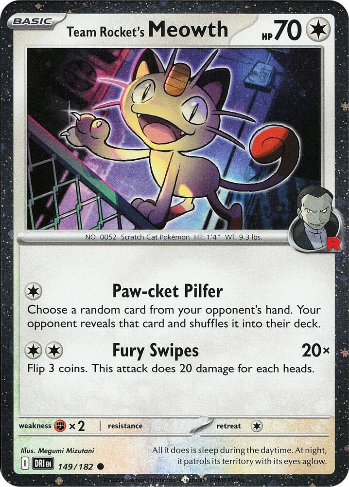 Team Rocket's Meowth 149/182 (Miscellaneous Cards & Products)  - Cosmo Holofoil | Good Games Adelaide SA