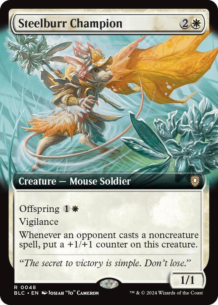 Steelburr Champion Extended Art 48 (Commander: Bloomburrow)  - Extended Art | Good Games Adelaide SA