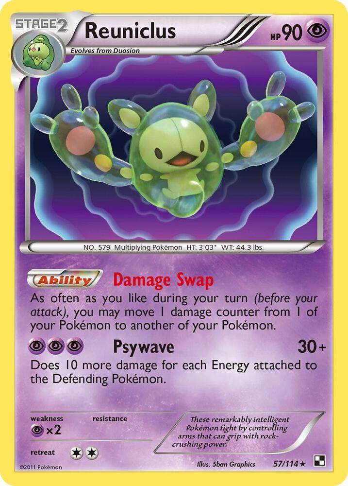 Reuniclus 57/114 (Black and White)  - Reverse Holofoil | Good Games Adelaide SA