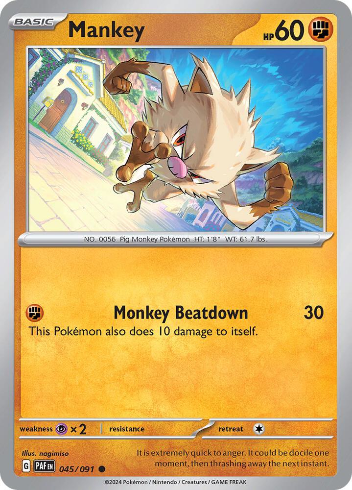 Mankey 045/091 (SV: Paldean Fates)  - Reverse Holofoil | Good Games Adelaide SA