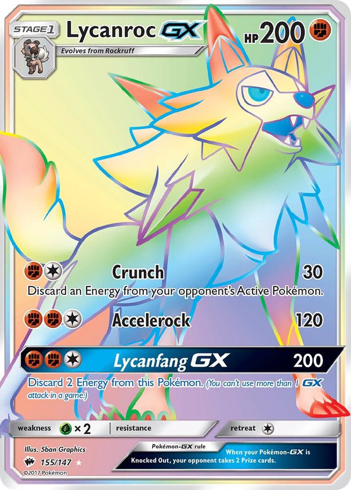 Lycanroc GX Secret 155/147 (SM - Burning Shadows)  - Holofoil | Good Games Adelaide SA