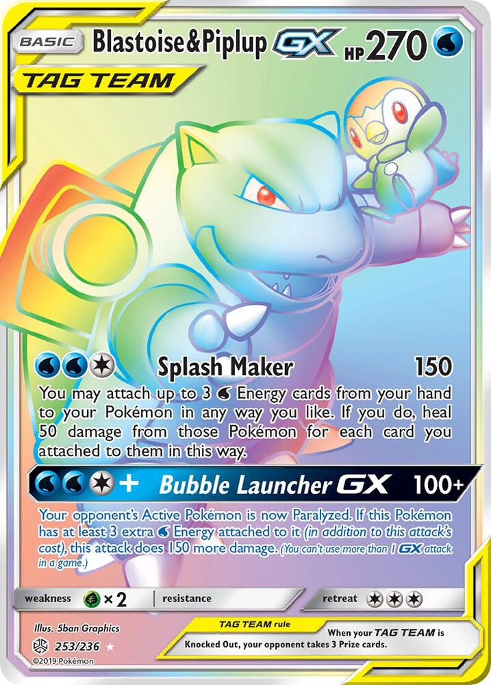Blastoise and Piplup GX Secret 253/236 (SM - Cosmic Eclipse)  - Holofoil | Good Games Adelaide SA