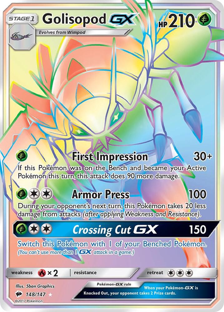 Golisopod GX Secret 148/147 (SM - Burning Shadows)  - Holofoil | Good Games Adelaide SA