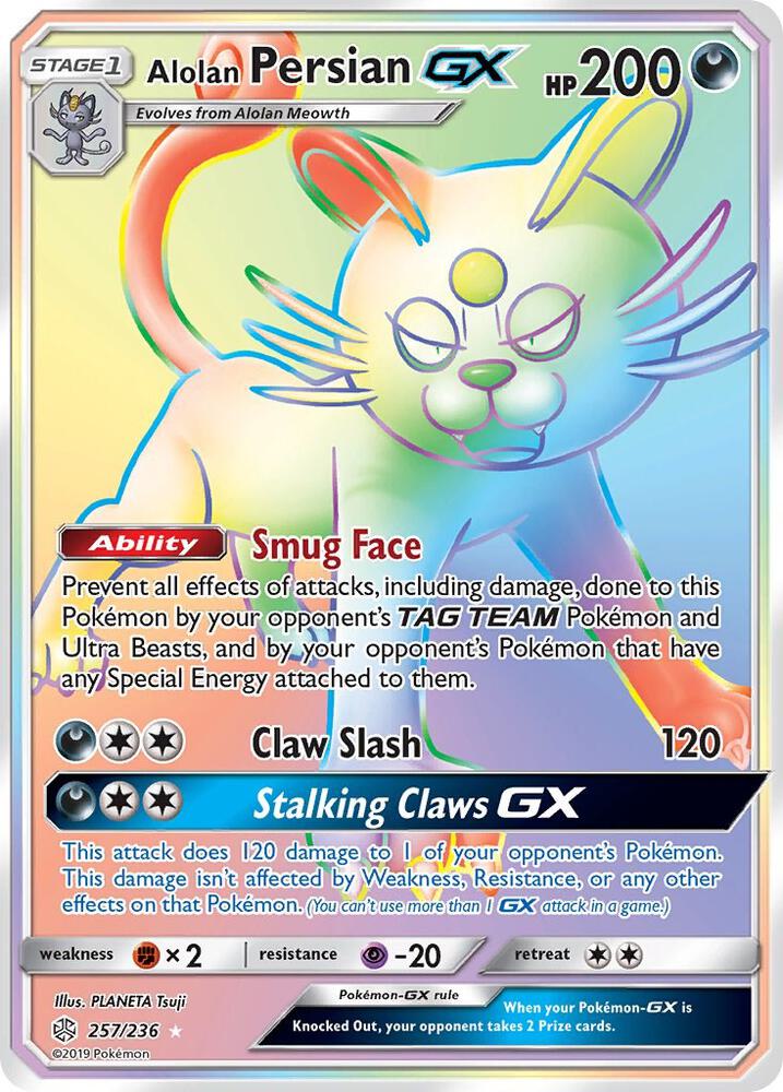 Alolan Persian GX Secret 257/236 (SM - Cosmic Eclipse)  - Holofoil | Good Games Adelaide SA