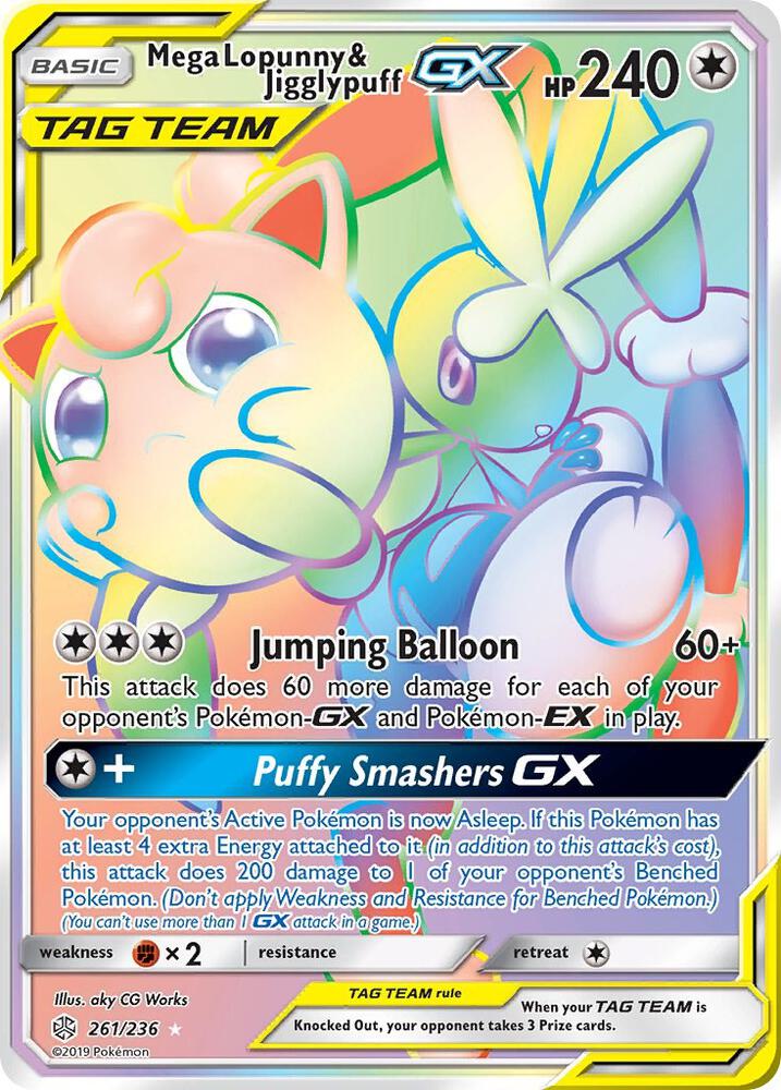Mega Lopunny and Jigglypuff GX Secret 261/236 (SM - Cosmic Eclipse)  - Holofoil | Good Games Adelaide SA