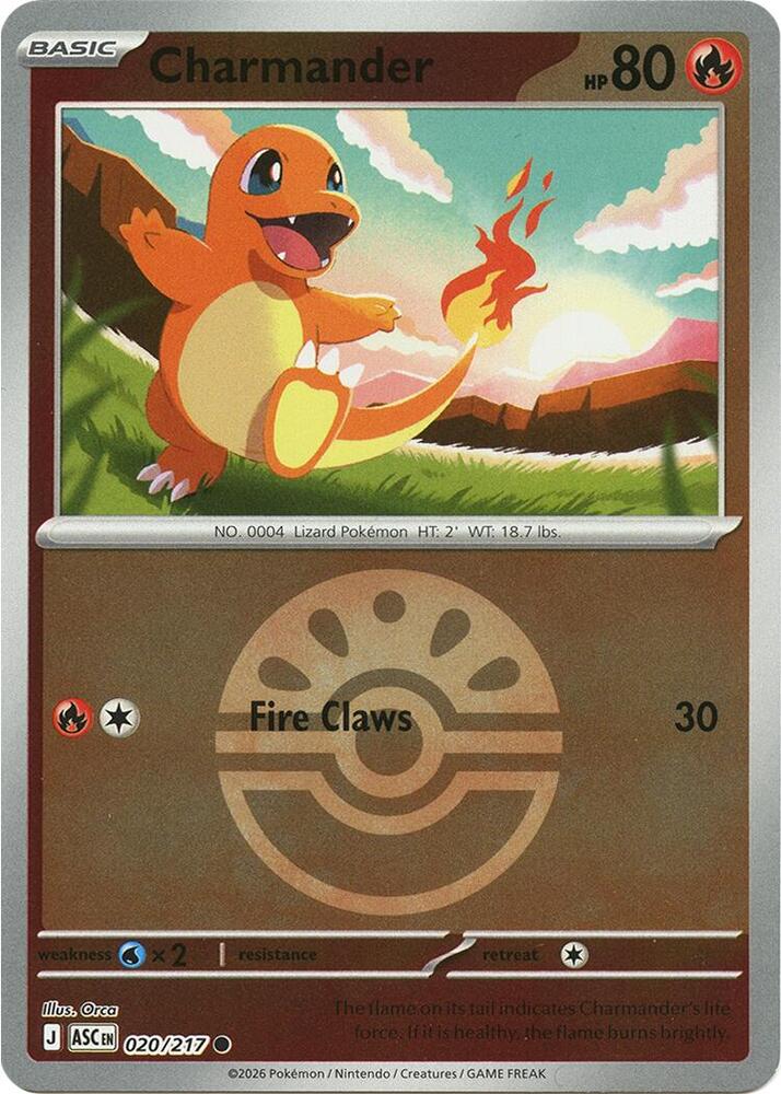 Charmander 020/217 (ME: Ascended Heroes)  - Reverse Holofoil | Good Games Adelaide SA