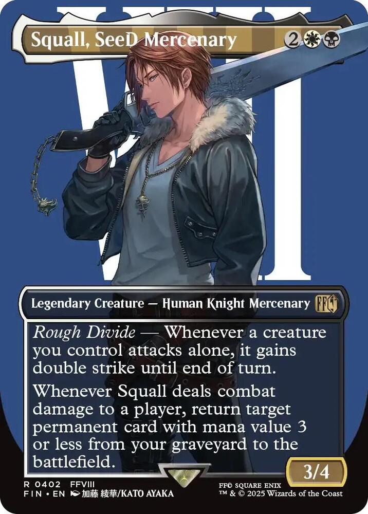 Squall SeeD Mercenary Borderless 402 (FINAL FANTASY)  - Borderless Foil | Good Games Adelaide SA