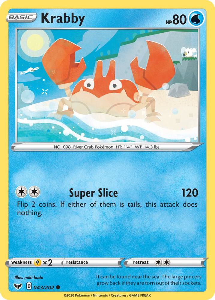 Krabby 043/202 (SWSH01: Sword & Shield Base Set)  | Good Games Adelaide SA