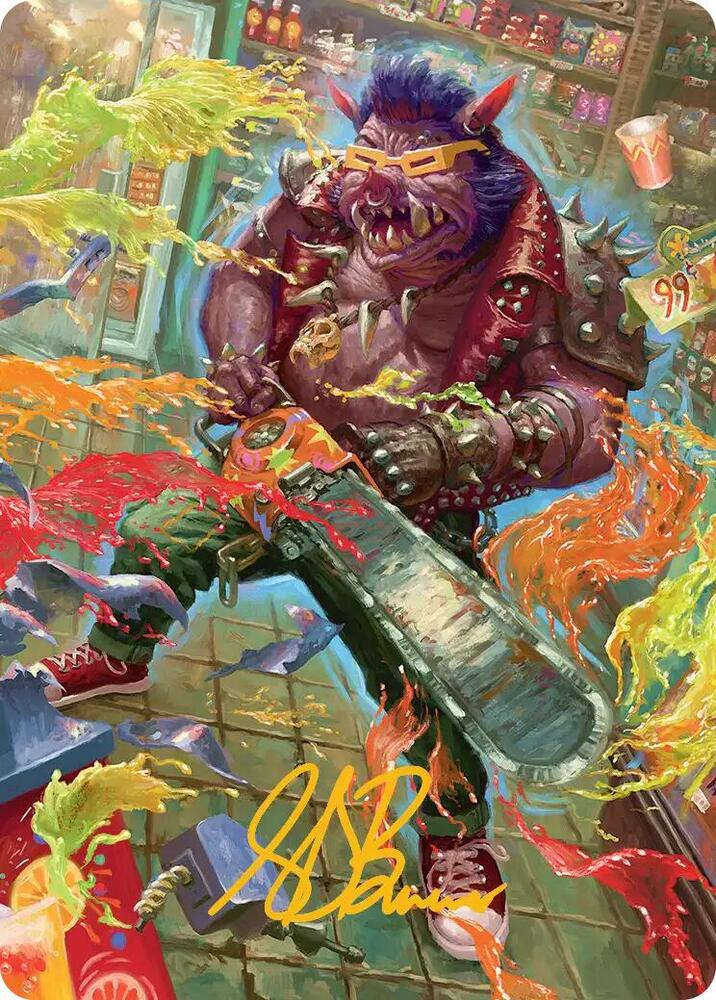 Bebop Porcine Punk Art Card Gold Stamped Signature 52 (Art Series: Teenage Mutant Ninja Turtles)  | Good Games Adelaide SA