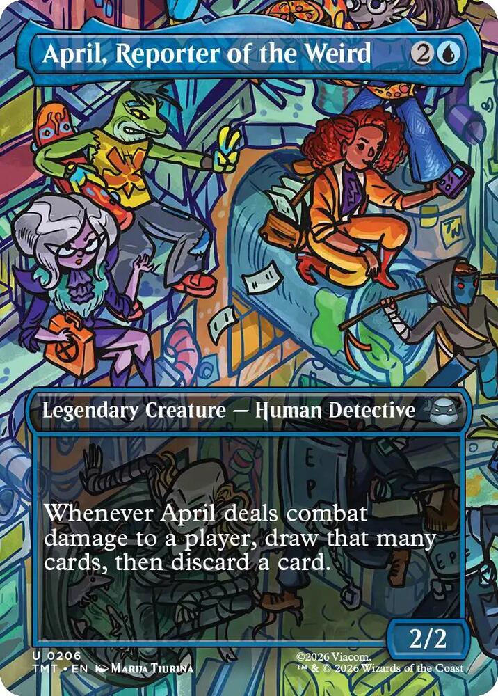 April Reporter of the Weird Borderless 206 (Teenage Mutant Ninja Turtles)  - Borderless Foil | Good Games Adelaide SA