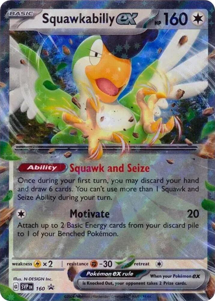 Squawkabilly ex 160 (SV: Scarlet & Violet Promo Cards)  - Holofoil | Good Games Adelaide SA