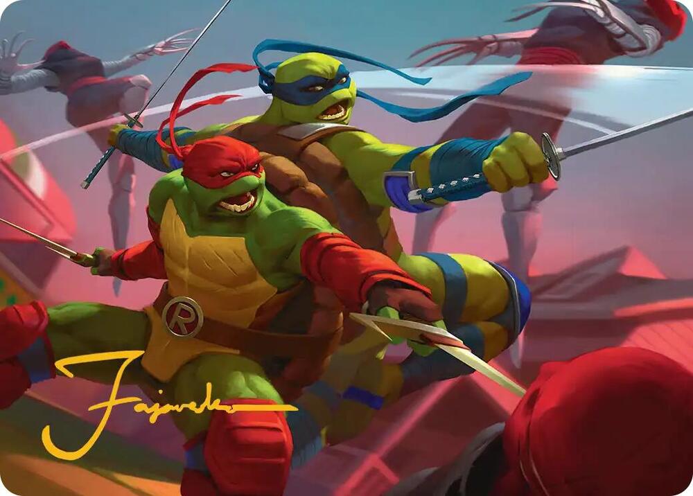 Raph and Leo Sibling Rivals Art Card Gold Stamped Signature 16 (Art Series: Teenage Mutant Ninja Turtles)  | Good Games Adelaide SA