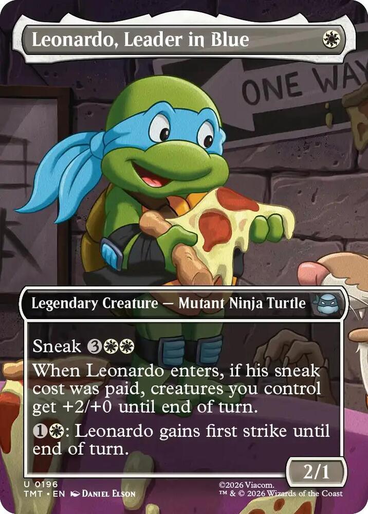 Leonardo Leader in Blue Borderless 196/260 (Teenage Mutant Ninja Turtles)  - Borderless Foil | Good Games Adelaide SA
