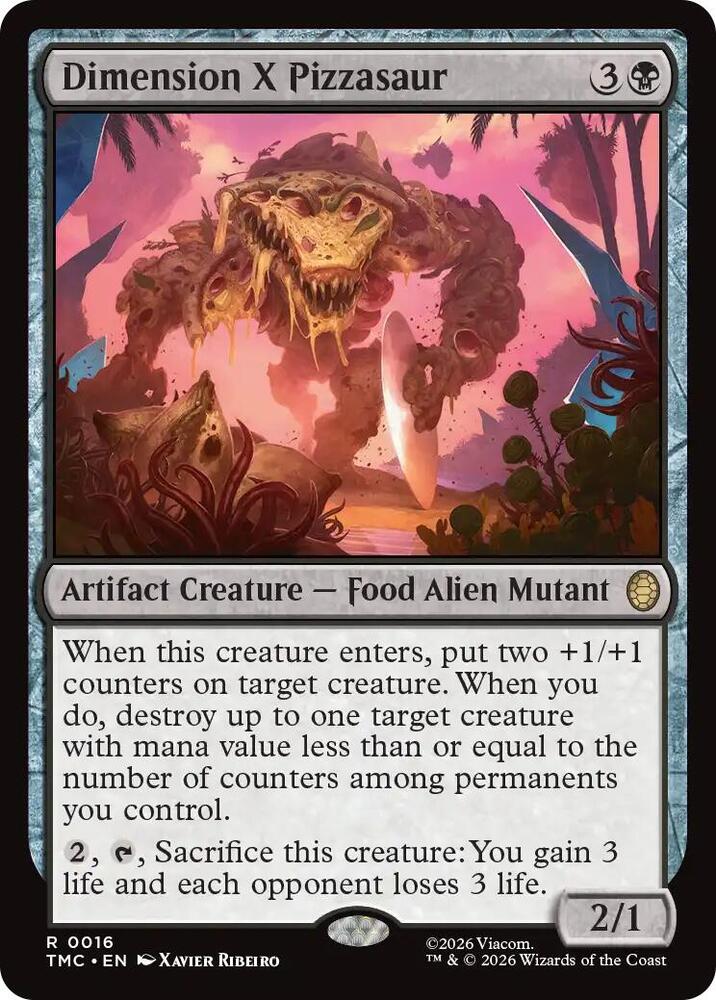 Dimension X Pizzasaur 16/0 (Commander: Teenage Mutant Ninja Turtles)  - Surge Foil | Good Games Adelaide SA