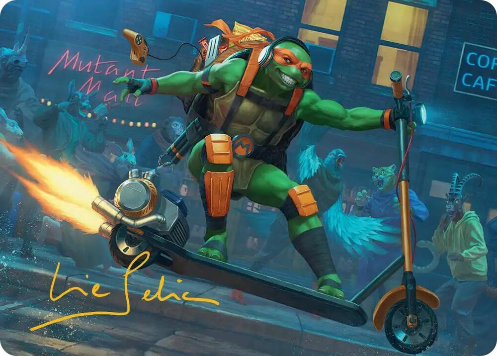 Michelangelo On the Scene Art Card Gold Stamped Signature 49 (Art Series: Teenage Mutant Ninja Turtles)  | Good Games Adelaide SA