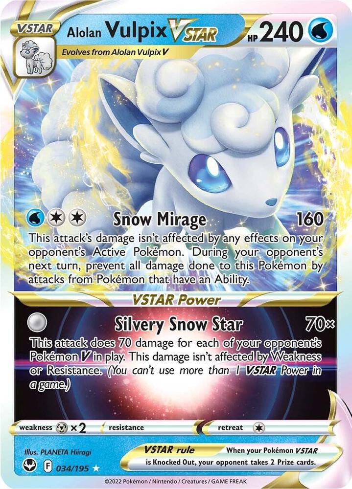 Alolan Vulpix VSTAR 034/195 (SWSH12: Silver Tempest)  - Holofoil | Good Games Adelaide SA