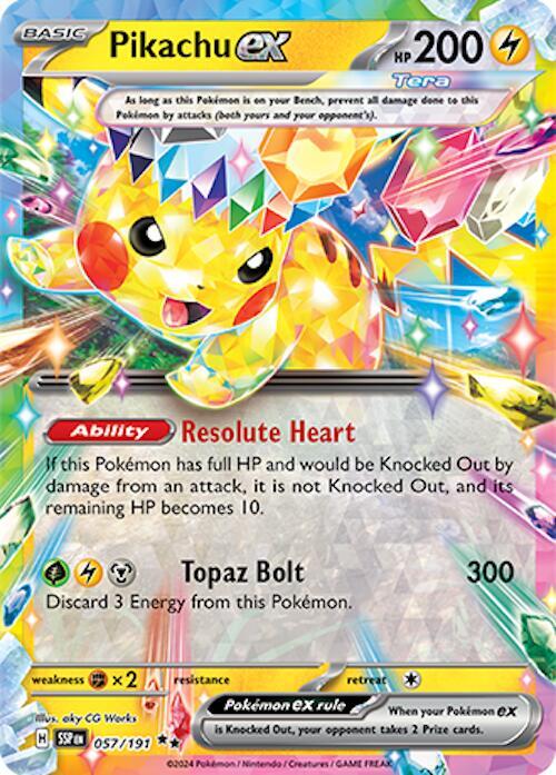 Pikachu ex 057/191 (SV08: Surging Sparks)  - Holofoil | Good Games Adelaide SA