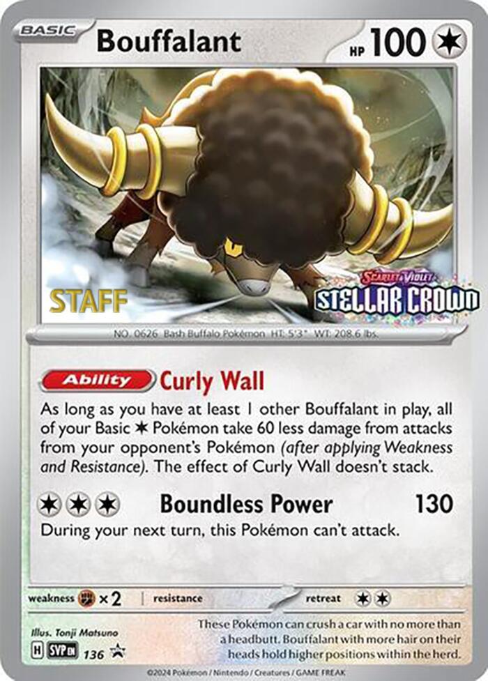 Bouffalant Prerelease Staff 136 (SV: Scarlet & Violet Promo Cards)  - Reverse Holofoil | Good Games Adelaide SA