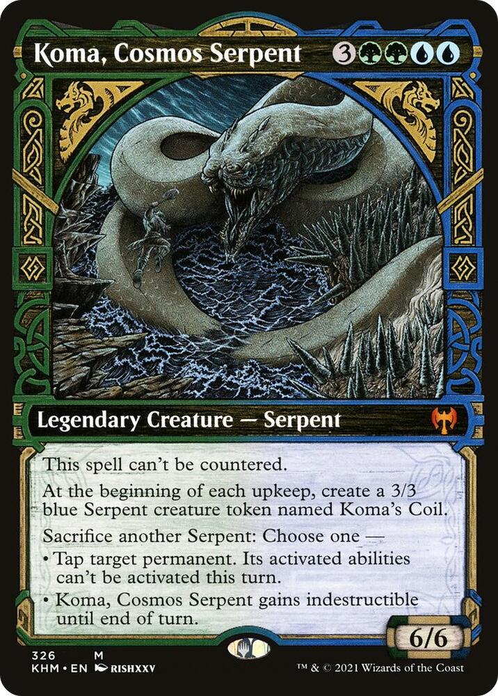 Koma, Cosmos Serpent 326 (Kaldheim)  - Showcase Foil | Good Games Adelaide SA