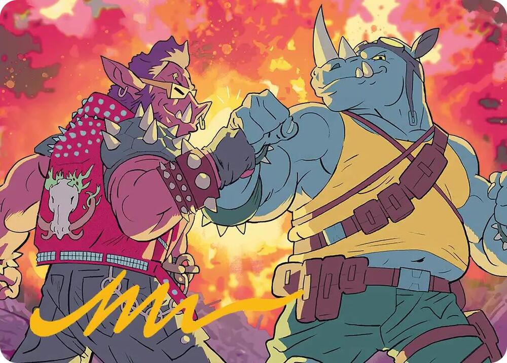 Bebop and Rocksteady Art Card Gold Stamped Signature 29 (Art Series: Teenage Mutant Ninja Turtles)  | Good Games Adelaide SA