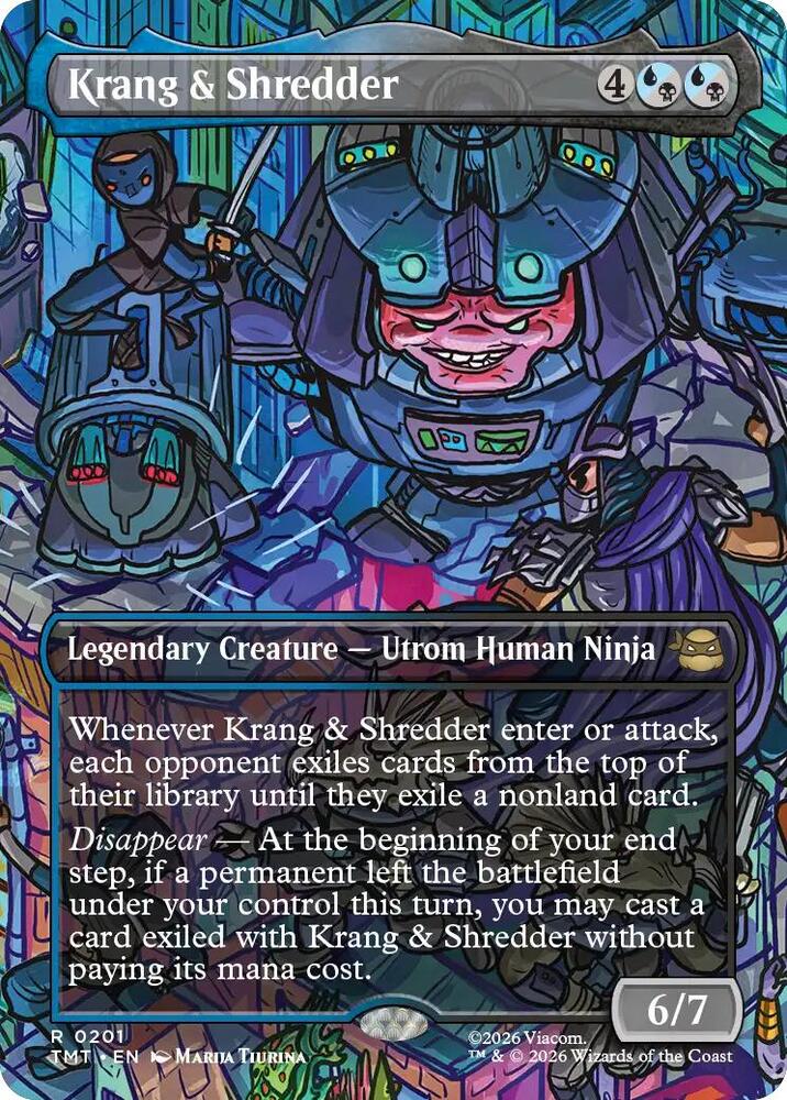 Krang and Shredder Borderless 201 (Teenage Mutant Ninja Turtles)  - Borderless Foil | Good Games Adelaide SA