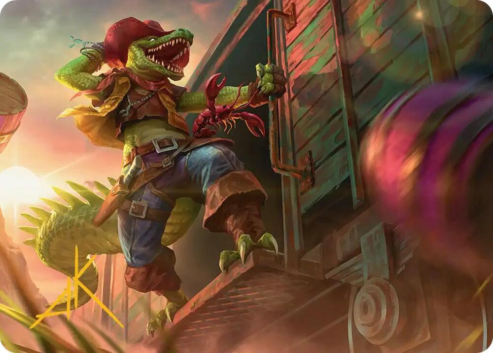 Leatherhead Iron Gator Art Card Gold Stamped Signature 43 (Art Series: Teenage Mutant Ninja Turtles)  | Good Games Adelaide SA