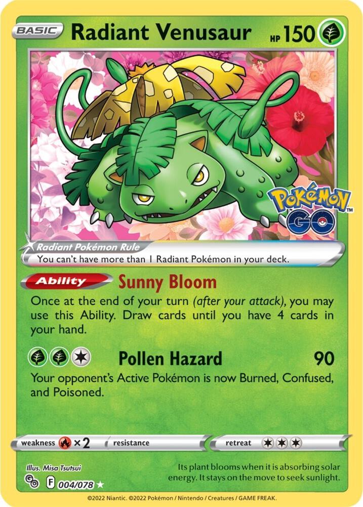 Radiant Venusaur 004/078 (Pokemon GO)  - Holofoil | Good Games Adelaide SA