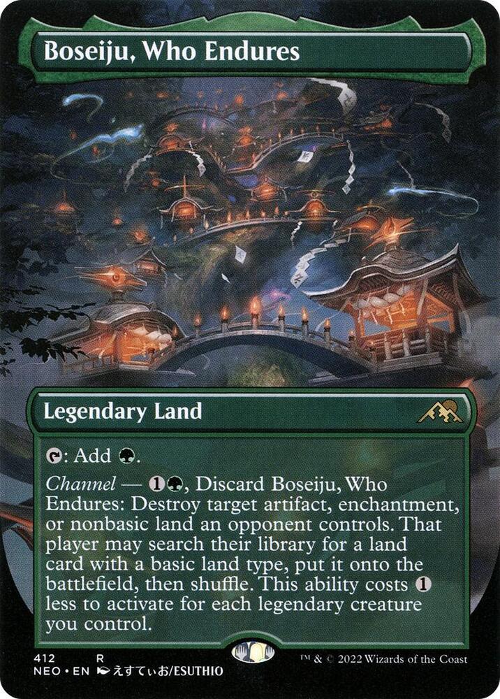 Boseiju, Who Endures 412 (Kamigawa: Neon Dynasty)  - Borderless Foil | Good Games Adelaide SA