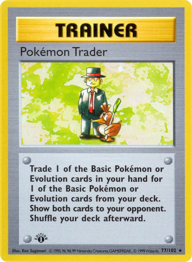 Pokemon Trader 077/102 (Base Set (Shadowless))  - 1st Edition | Good Games Adelaide SA