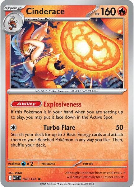 Cinderace 028/132 (ME01: Mega Evolution)  - Holofoil | Good Games Adelaide SA