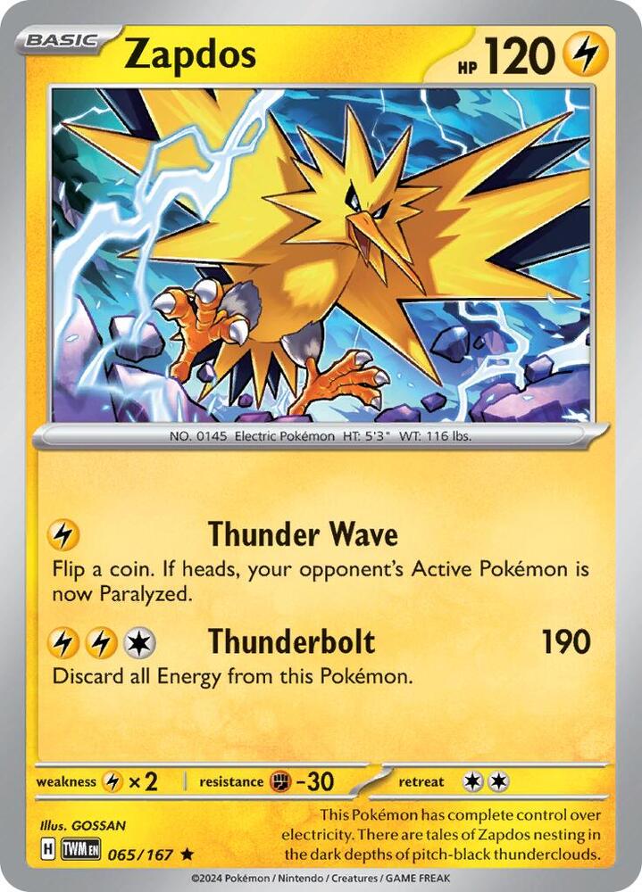 Zapdos 065/167 (SV06: Twilight Masquerade)  - Holofoil | Good Games Adelaide SA