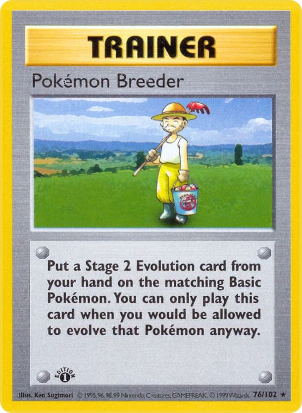 Pokemon Breeder 076/102 (Base Set (Shadowless))  - 1st Edition | Good Games Adelaide SA