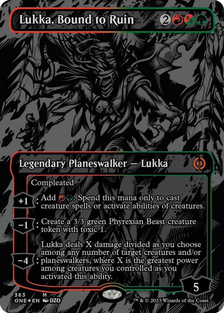 Lukka Bound to Ruin Oil Slick Raised Foil 363 (Phyrexia: All Will Be One)  - Foil | Good Games Adelaide SA