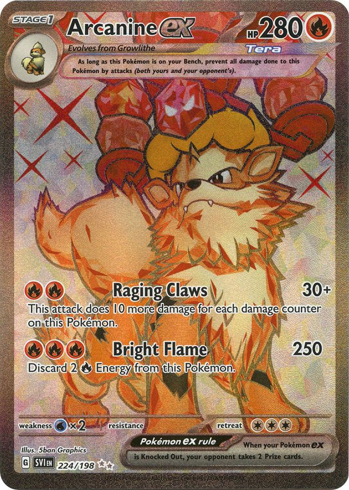 Arcanine ex 224 198 224/198 (SV01: Scarlet & Violet Base Set)  - Holofoil | Good Games Adelaide SA