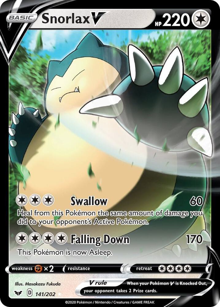 Snorlax V 141/202 (SWSH01: Sword & Shield Base Set)  - Holofoil | Good Games Adelaide SA