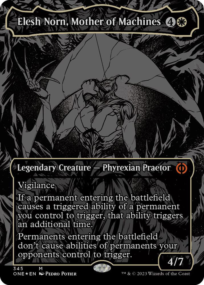 Elesh Norn Mother of Machines Oil Slick Raised Foil 345 (Phyrexia: All Will Be One)  - Foil | Good Games Adelaide SA