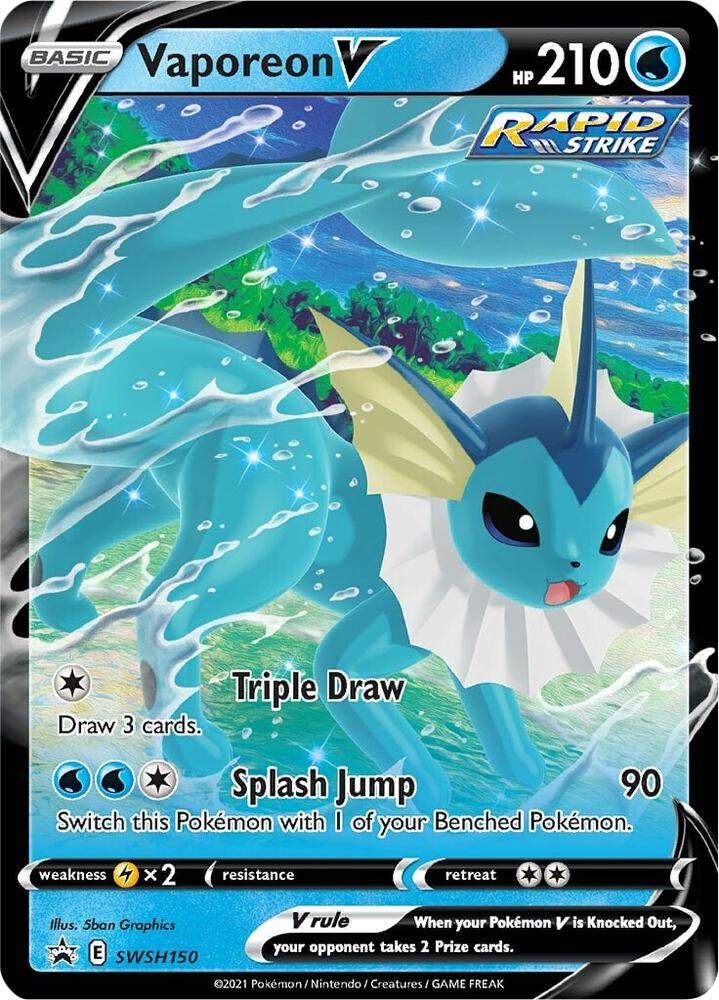 Vaporeon V SWSH150 (SWSH: Sword & Shield Promo Cards)  - Holofoil | Good Games Adelaide SA