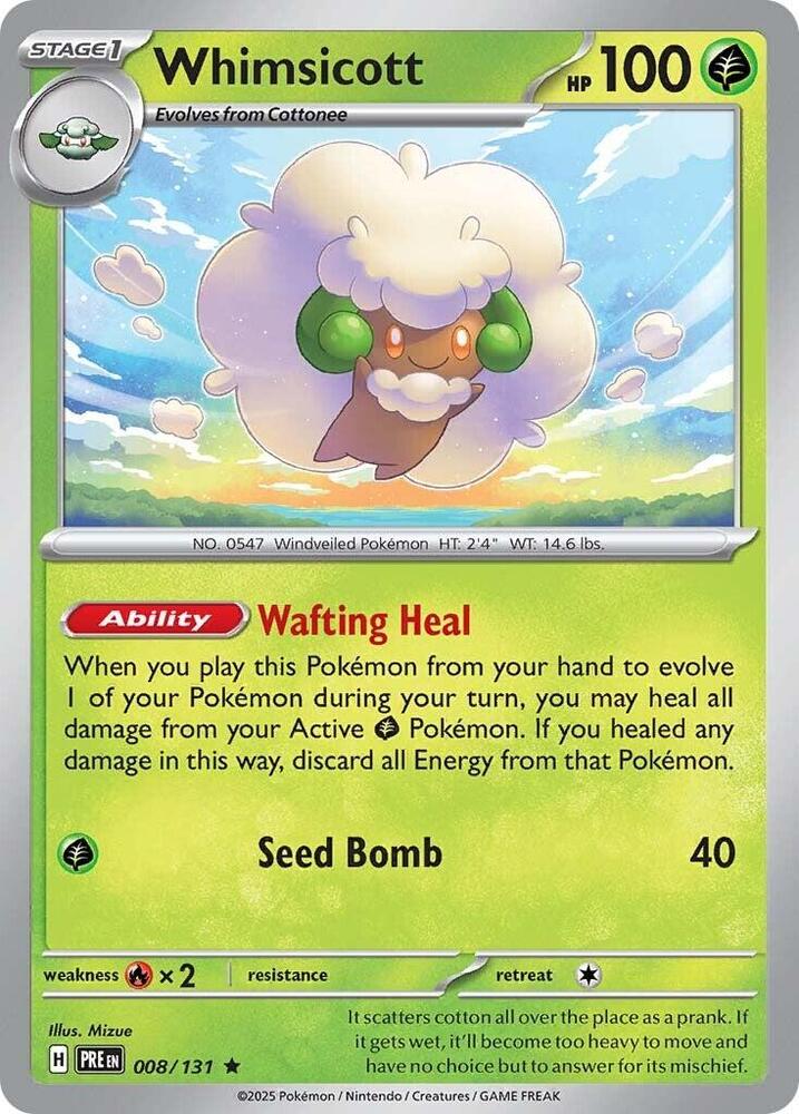 Whimsicott 008/131 (SV: Prismatic Evolutions)  - Holofoil | Good Games Adelaide SA
