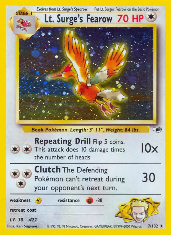 Lt. Surge's Fearow 007/132 (Gym Heroes)  - Unlimited Holofoil | Good Games Adelaide SA