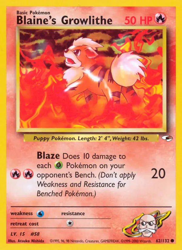Blaines Growlithe 062/132 (Gym Heroes)  - Unlimited | Good Games Adelaide SA