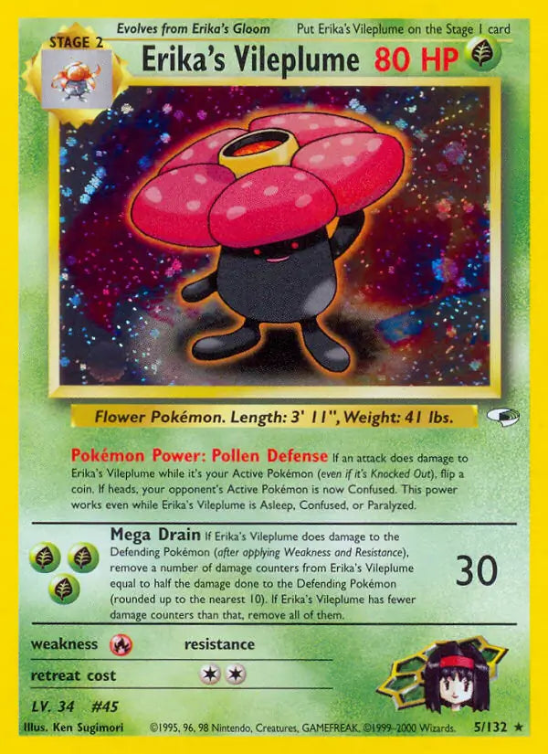 Erikas Vileplume 005/132 (Gym Heroes)  - Unlimited Holofoil | Good Games Adelaide SA