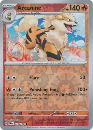 Arcanine 028/182 (SV10: Destined Rivals)  - Reverse Holofoil | Good Games Adelaide SA