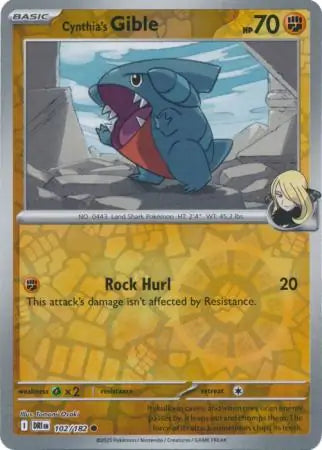 Cynthia's Gible 102/182 (SV10: Destined Rivals)  - Reverse Holofoil | Good Games Adelaide SA
