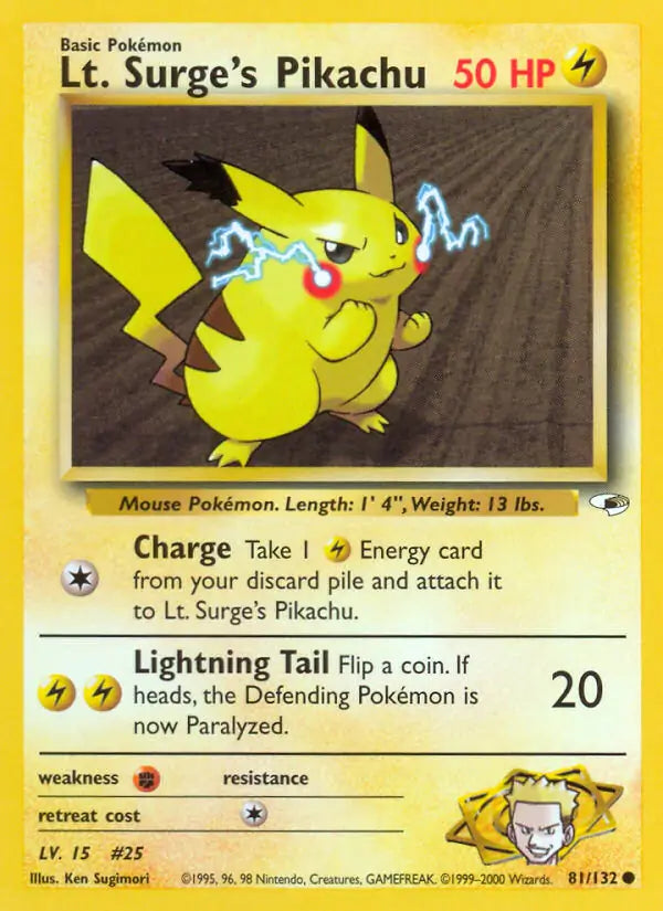 Lt. Surge's Pikachu 081/132 (Gym Heroes)  - Unlimited | Good Games Adelaide SA