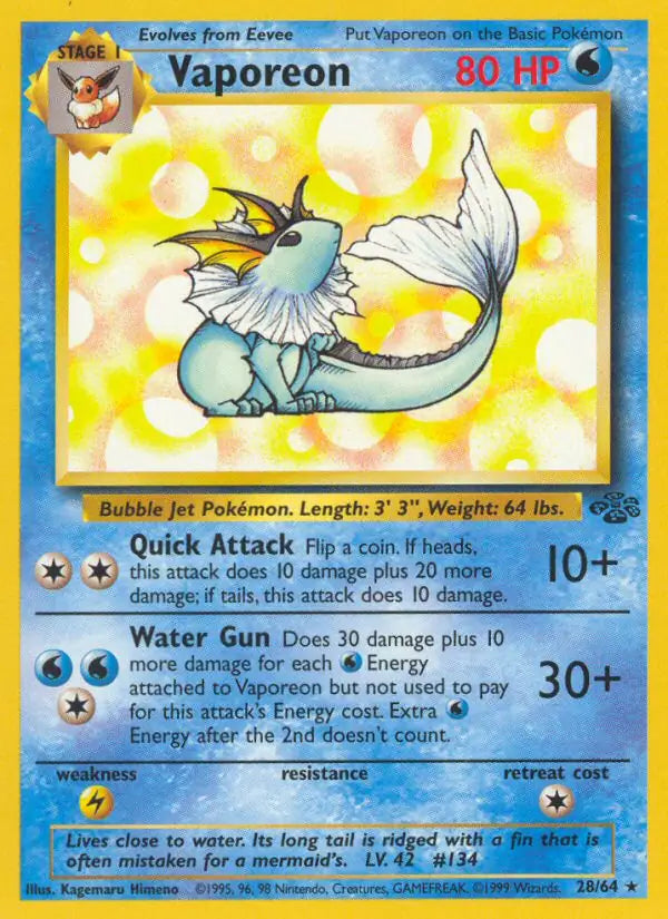 Vaporeon 28/64 (Jungle)  - Unlimited | Good Games Adelaide SA