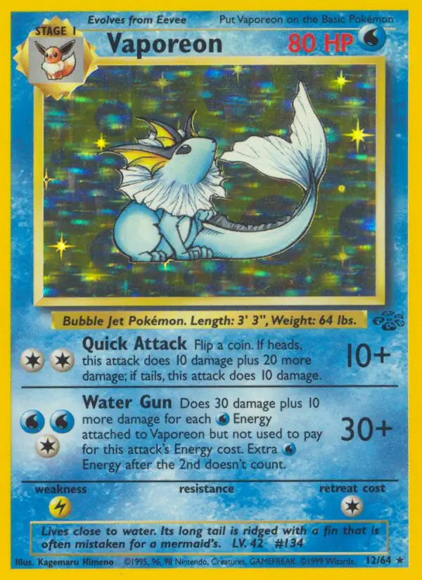 Vaporeon 12/64 (Jungle)  - Unlimited Holofoil | Good Games Adelaide SA